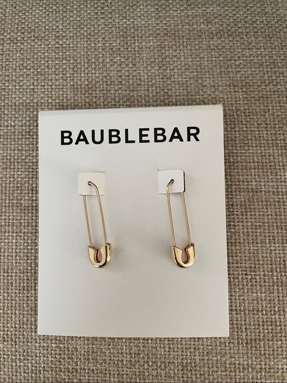 BaubleBar Gold Safety Pin Drop Earrings